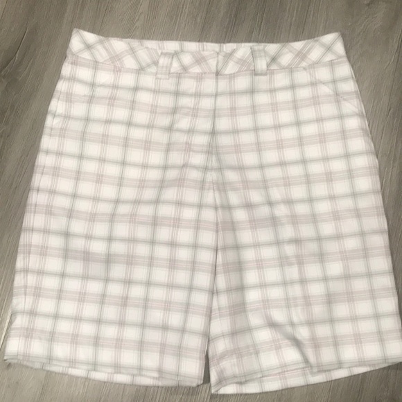 Pebble Beach Flat Front White Plaid Golf Shorts - Picture 1 of 7